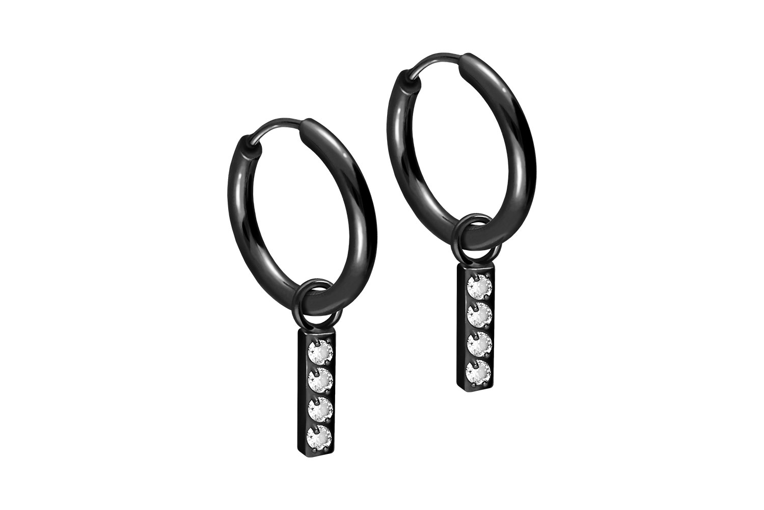 Chirurgenstahl Ohrclicker Creolen KRISTALLBALKEN von Piercingline